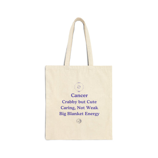 Cancer Cotton Canvas Tote Bag | Zodiac Sign Gift | Astrology Tote | Unique Free Spirit Bag | Eco-Friendly Shopping Bag